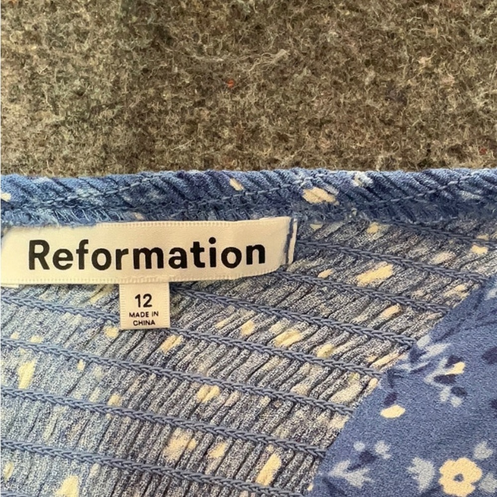 Reformation Baxley Dress Blue Floral Midi 12 EUC - Picture 3 of 3